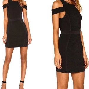 Parker Ribbed Off-Shoulder Black Dress